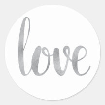 Silver love stickers, foil font