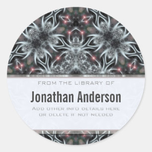 Silver Magic Fractal Bookplate Sticker