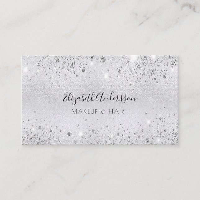 Silver makeup hair beauty business card (Front)