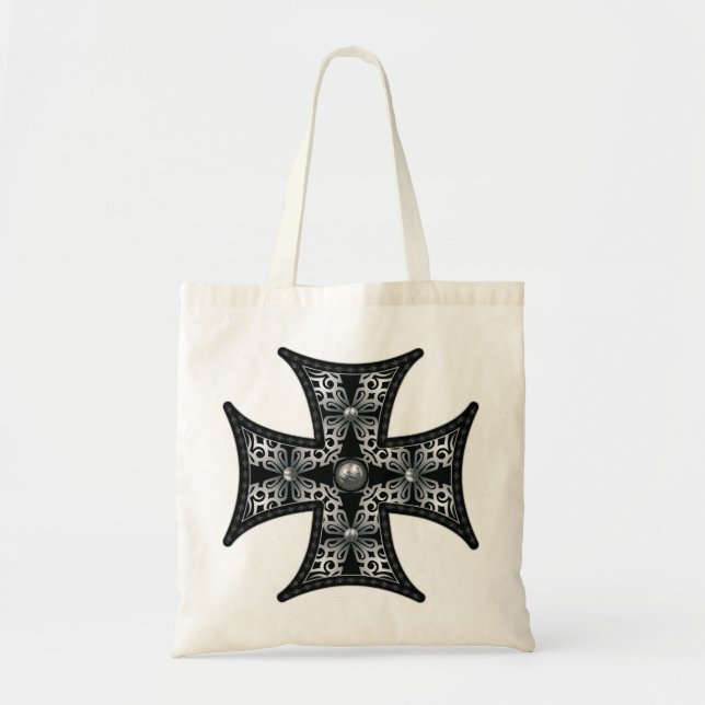 Silver Maltese Cross Tote Bag (Front)
