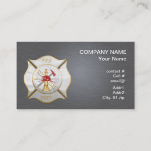 Silver maltese firefighting cross business card