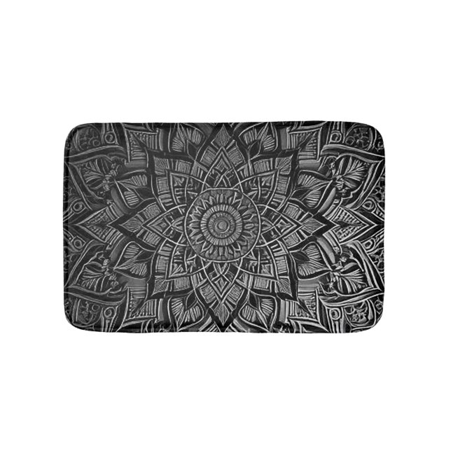 Silver Mandala Bath Mat (Front)