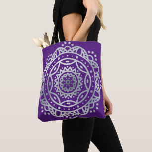 Silver Mandala Tote Bag