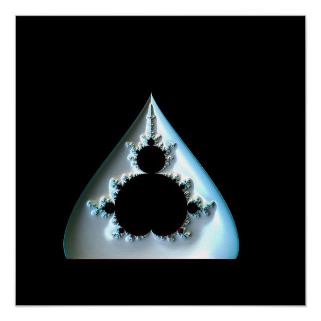 Silver Mandelbrot On Red Background Poster (Front)