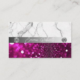 Silver Marble Dark Pink Diamond Coach Business Card
