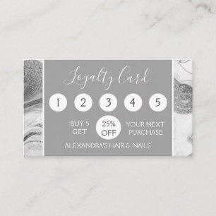 Silver Marble Girly Loyalty Punch Card