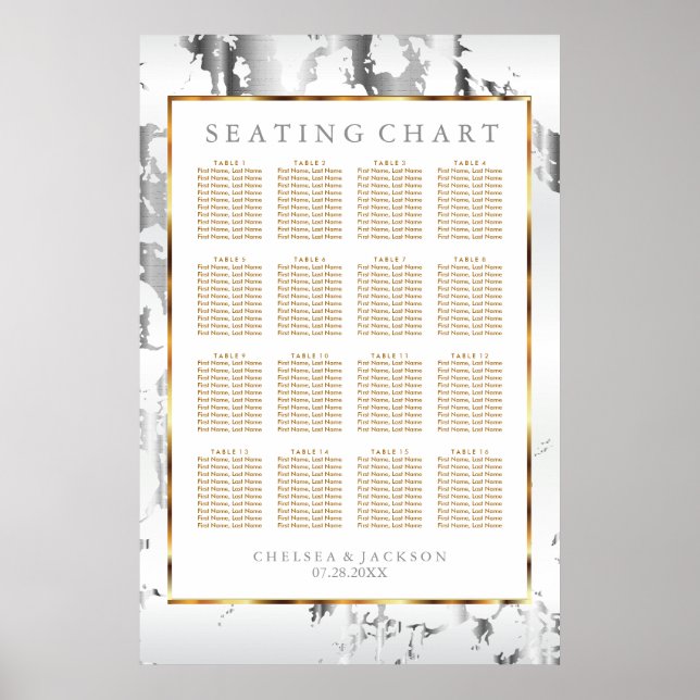 Silver Marble, Gold and White - Seating Chart (Front)
