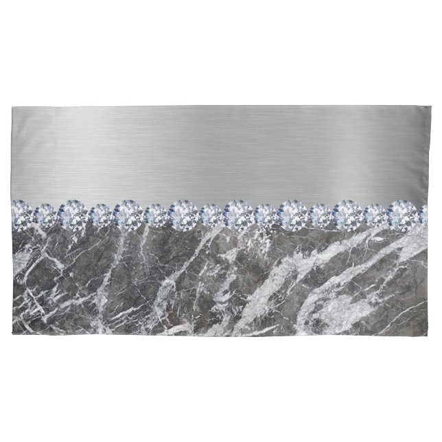 Silver Marble  King Size Pillowcase (Front)