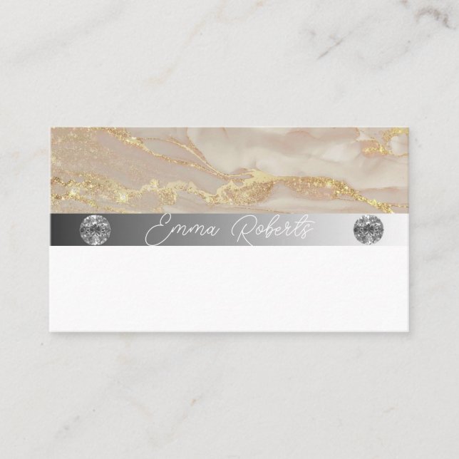 Silver Marble Pink Diamond Coach Business Card (Front)