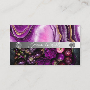 Silver Marble Pink Diamond Coach Business Card
