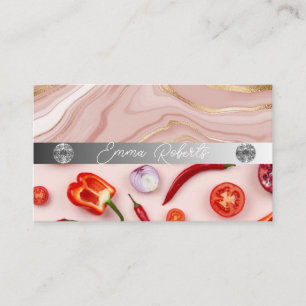 Silver Marble Pink Diamond Coach Business Card