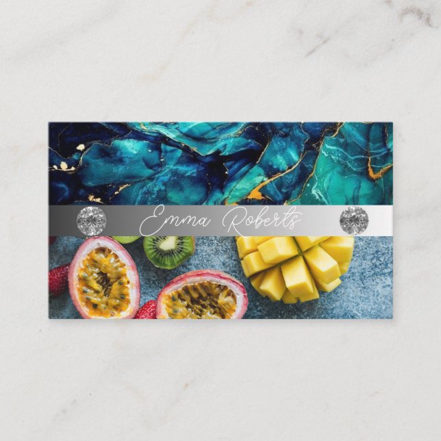Silver Marble Pink Diamond Coach Business Card (Front)