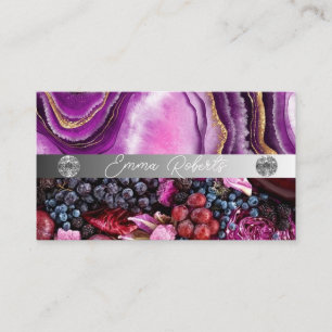 Silver Marble Pink Diamond Coach Business Card