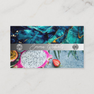 Silver Marble Pink Diamond Coach Business Card