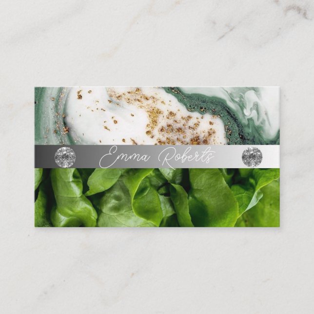 Silver Marble Pink Diamond Coach Business Card (Front)