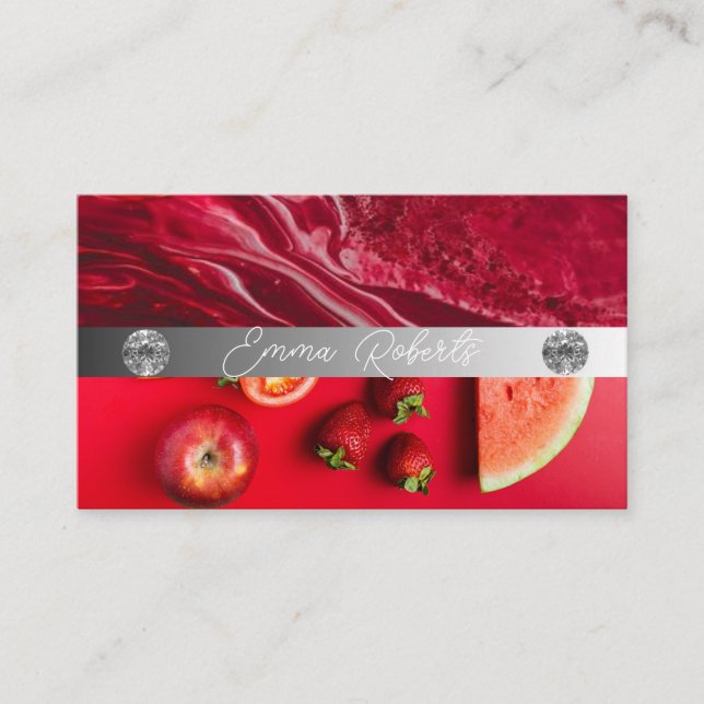 Silver Marble Pink Diamond Coach Business Card (Front)