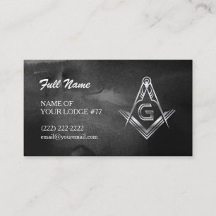 Silver Masonic Business Cards Black Watercolor