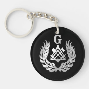 Silver masonry symbol key ring
