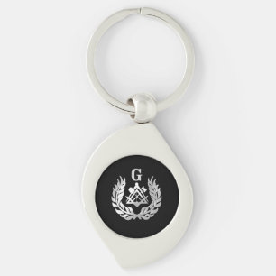 Silver masonry symbol key ring