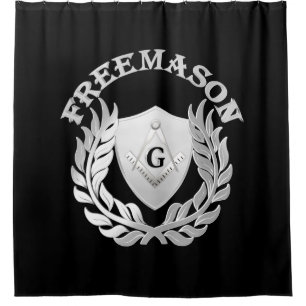 Silver masonry symbol shower curtain