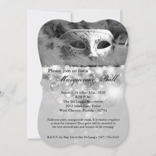 Silver Masquerade Ball Mask Costume Halloween Part Invitation