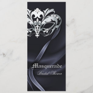 Silver Masquerade Black Bridal Shower Invitation