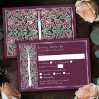 Silver Mauve Mediaeval Floral Sword Wedding RSVP