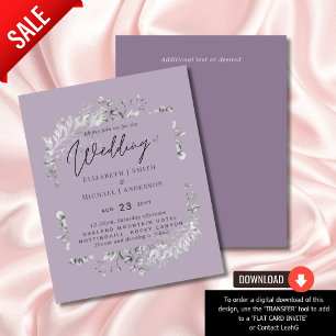 Silver Mauve Purple Botanical Leaf Wedding Budget