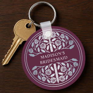 Silver Mauve Sword Bridesmaid Royal Wedding Gift Key Ring