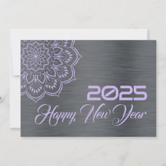 Silver mauve wish card New Year with mandala