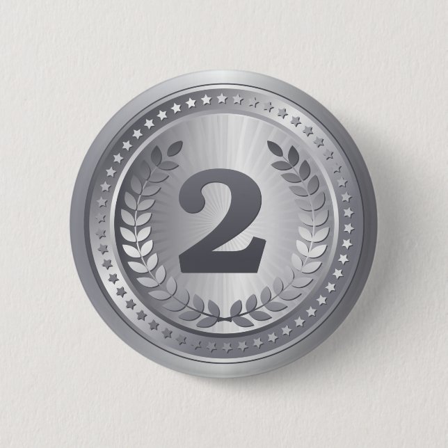 Silver medal 2nd place winner 6 cm round badge (Front)