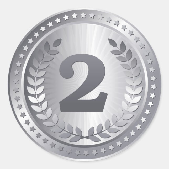 Silver medal 2nd place winner classic round sticker (Front)