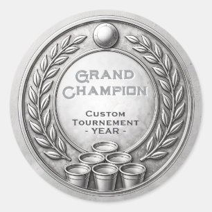 Silver Medal Beer Pong Tournament Championship Classic Round Sticker