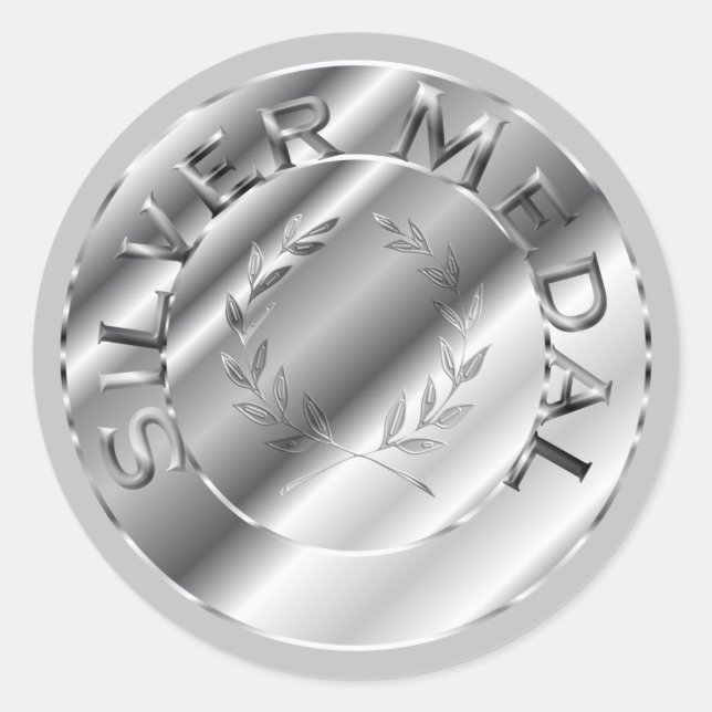 Silver Medal Classic Round Sticker (Front)