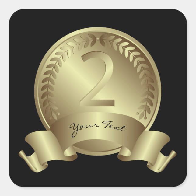Silver Medal & Custom text Award Winner  Square Sticker (Front)