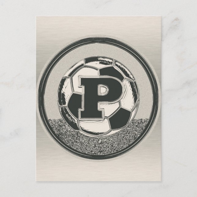 Silver Medal Soccer Monogram Letter P Postcard (Front)