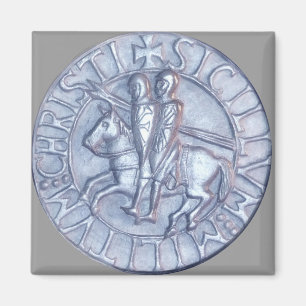 Silver Mediaeval Seal of the Knights Templar Magnet