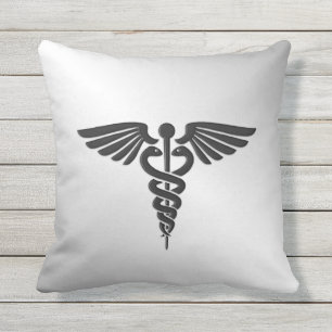 Silver Medical Caduceus Cushion