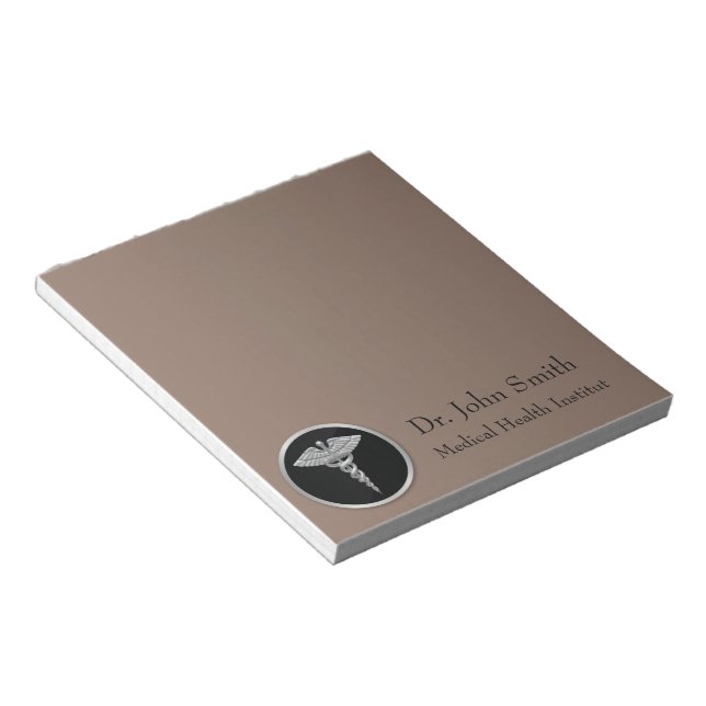 Silver Medical Caduceus - Notepad (Angled)