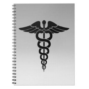 Silver Medical Caduceus Spiral Notebook