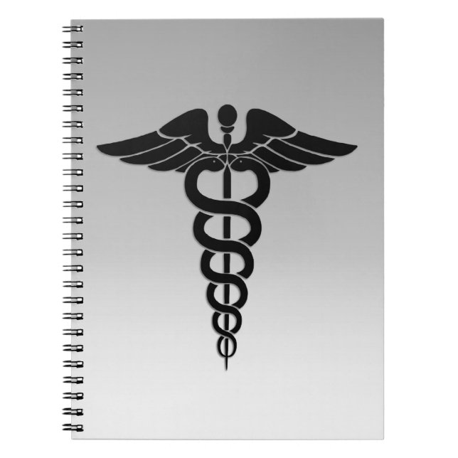 Silver Medical Caduceus Spiral Notebook (Front)