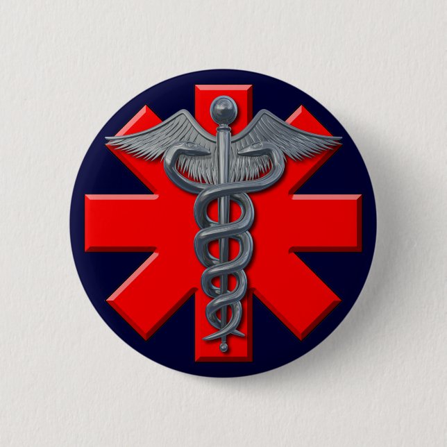 Silver Medical Profession Symbol 6 Cm Round Badge (Front)