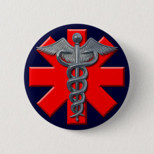 Silver Medical Profession Symbol 6 Cm Round Badge