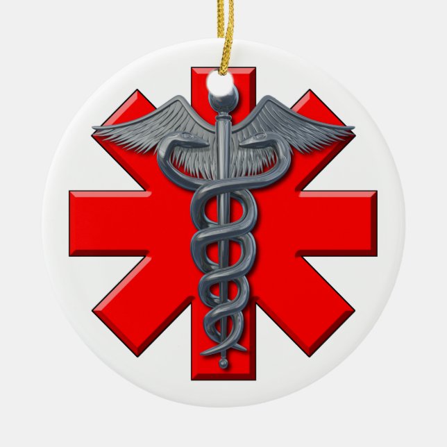 Silver Medical Profession Symbol Ceramic Tree Decoration (Front)