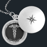 Silver Medical Symbol Caduceus - Personalised  Locket Necklace<br><div class="desc">Personalised Nurse / Doctor Medical Symbol Caduceus Silver Necklace ready for you to personalise. ✔Note: Not all template areas need changed. 📌If you need further customisation, please click the "Click to Customise further" or "Customise or Edit Design"button and use our design tool to resize, rotate, change text colour, add text...</div>