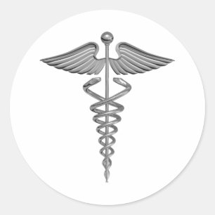 Silver Medical Symbol Classic Round Sticker