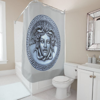 Silver Medusa Grey Shower Curtain
