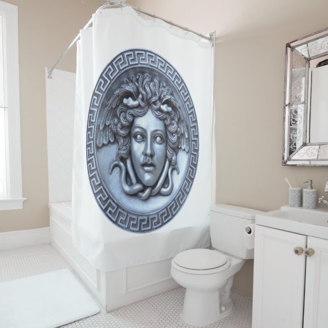 Silver Medusa Shower Curtain (In Situ)