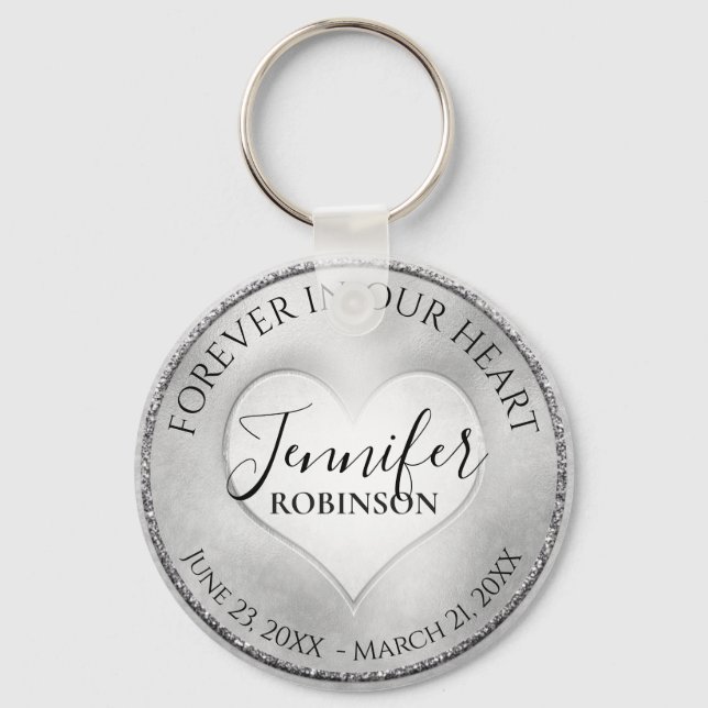 Silver Memorial Heart Key Ring (Front)