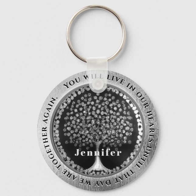 Silver Memorial with Tree of Life Keychain (Front)